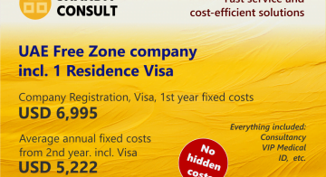 UAE Free Zone Company With One Visa Only USD 6,995
