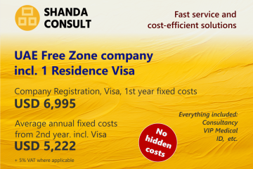 UAE Free Zone Company With One Visa Only USD 6,995