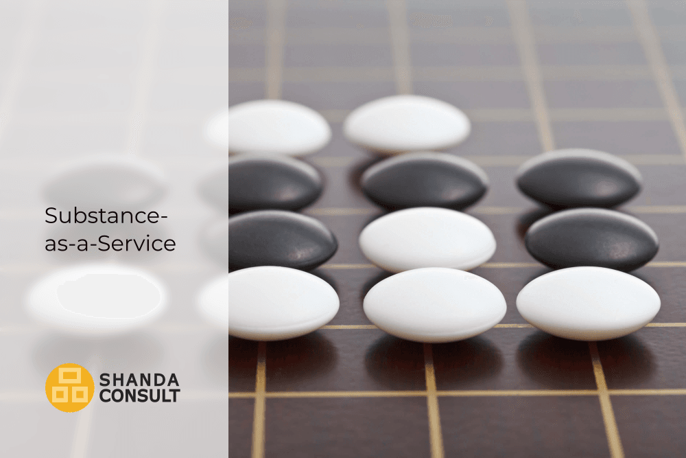 Interlocking black and white Go stones on a board symbolizing genuine substance and physical presence for international firms in Cyprus.